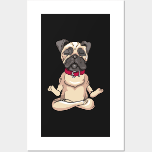 Yoga Meditation Pug Dog Posters and Art